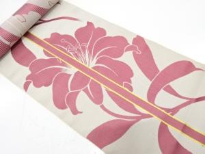 アンティーク　百合模様織り出し　八寸帯地反物